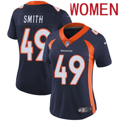 Women Denver Broncos 49 Dennis Smith Navy Blue Nike Vapor Limited NFL Jersey